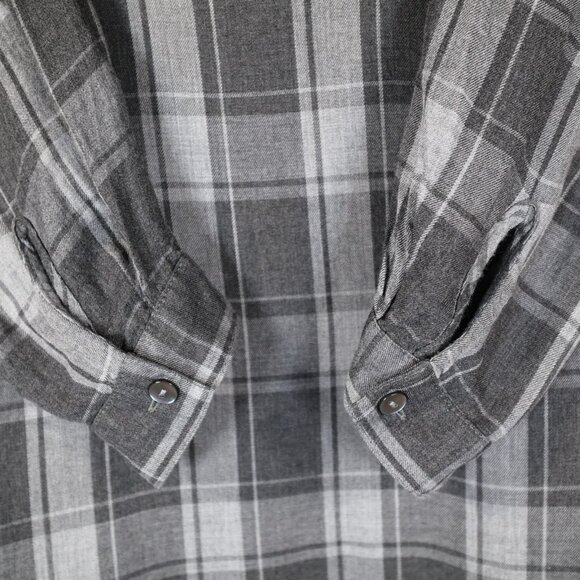 J Jill Plaid Long Sleeve Tunic Popover Gray Floral Embroidered 100% Rayon Large - Picture 5 of 8